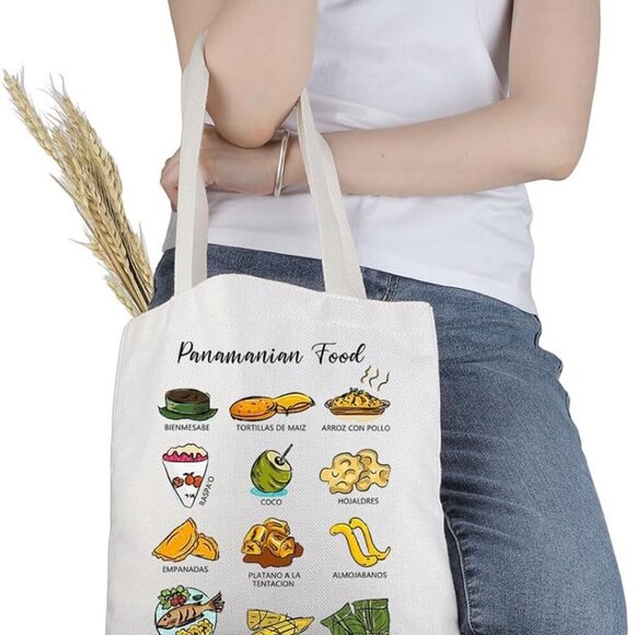 Panamanian Food Tote Bag Canvas Large Travel Grocery Shopping Handbag - Picture 3 of 7